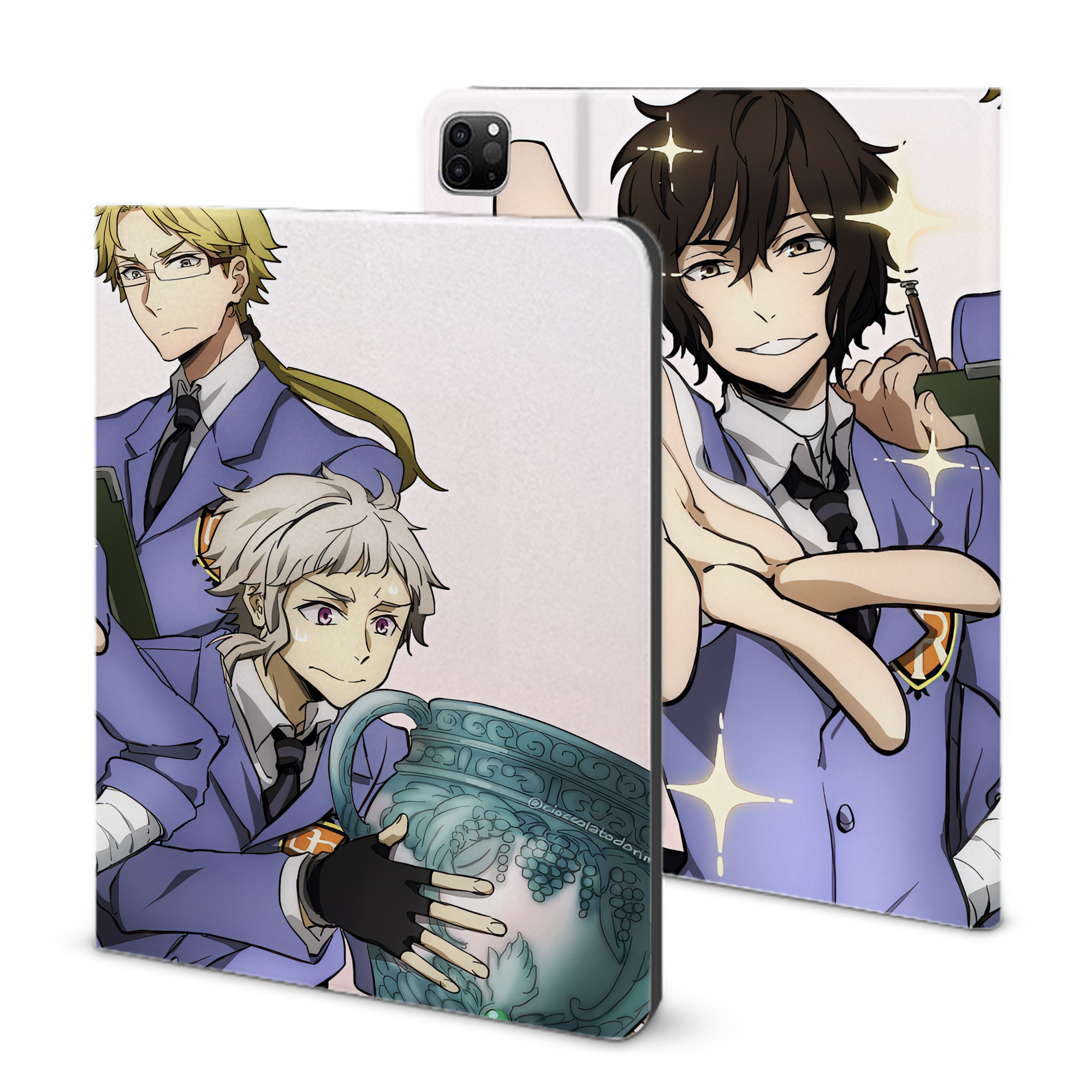 （画像用） 文豪ストレイドッグス Bungo Stray Dogs IPad ケース ブック型 PUレザー TPU 耐衝撃 軽量 薄型 ペン収納なし 全面保護 IPad 各モデル対応